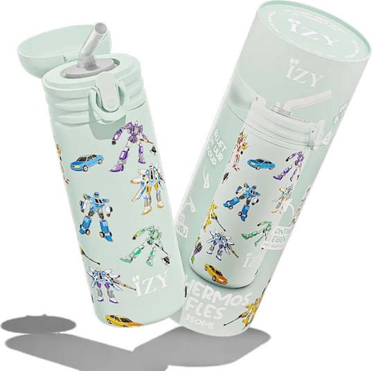 Yoko Design Kids Water Bottle Thermos Transformers Stainless Steel with Straw Non Spill 350ml