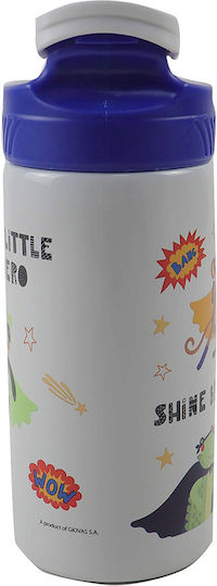 Gim Animals Kids Water Bottle Stainless Steel with Straw 500ml