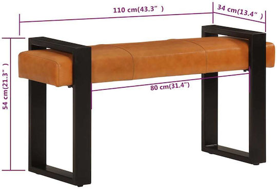 Taburet Camera De Zi Metalic Negru Și Maro 110x34x54cm