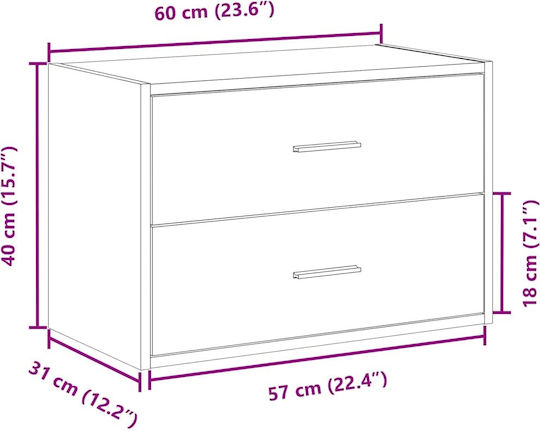 Дървено Чекмедже За Бюро Дъб 60x31x40см