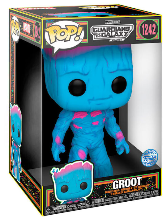 Funko Pop! Marvel: Groot (Blacklight) Bobble-Head & Supersized 10"​ (25cm) Special Edition