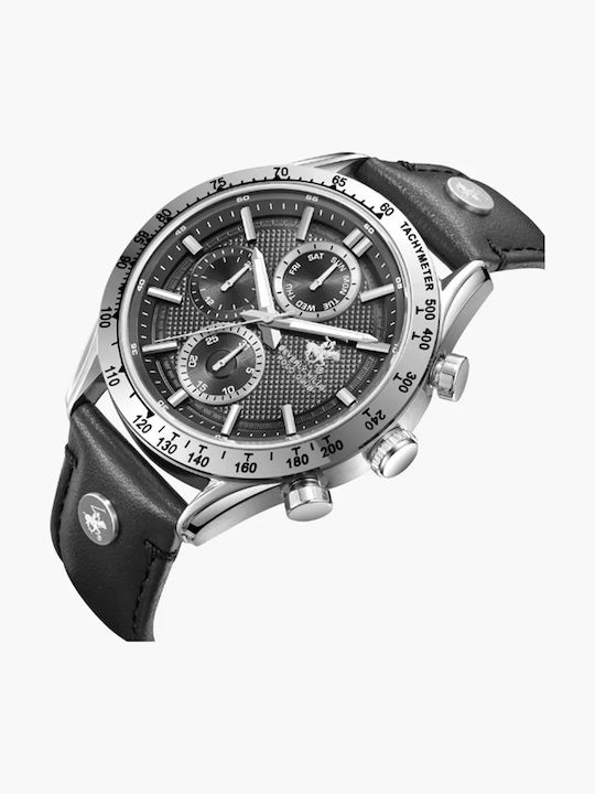Beverly Hills Polo Club Men's Watch Battery with Black Leather Strap