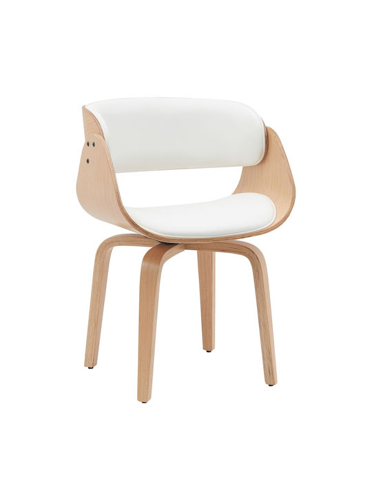 Dining Room Wooden Chair White/Natural 51x53x75cm