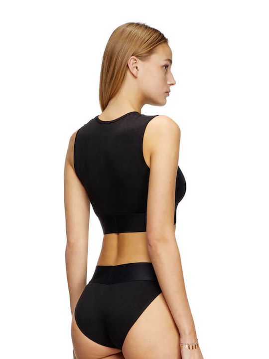 Γυναικείο Crop Top Βαμβακερό Αμάνικο Μαύρο