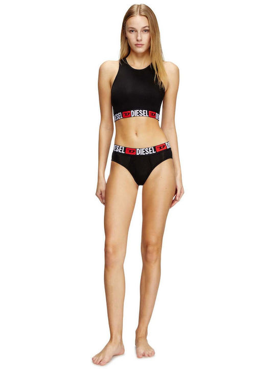 Damen Crop Top Ärmellos Schwarz
