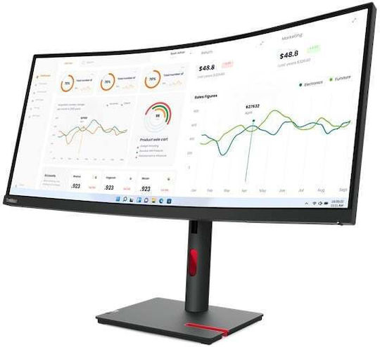 Lenovo ThinkVision T34w-30 Ultrawide VA Curved Touch Monitor 34" QHD 3440x1440 with Response Time 4ms GTG