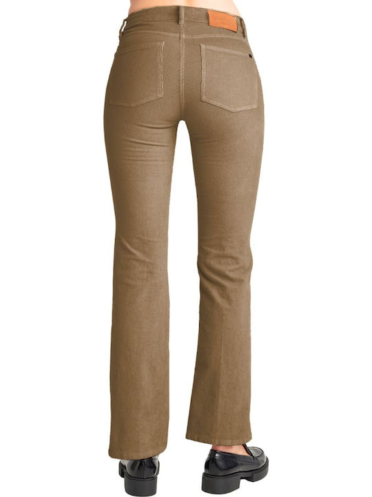 Beatrice Women's High-waisted Fabric Trousers Flared Cappuccino