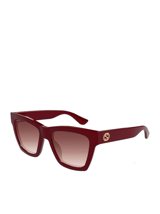 Gucci Women's Sunglasses with Burgundy Plastic Frame and Red Gradient Lens GG1714S 003