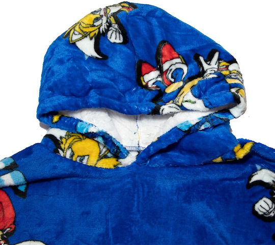 Sonic Παιδική Κουβέρτα Μπλούζα Fleece Coral Μανίκια Κουκούλα Aym071825 Μπλε