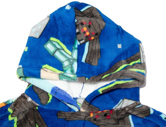 Pătură pentru copii Minecraft Fleece Coral cu mâneci Aym076103 Albastru
