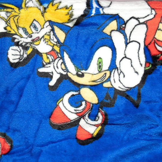 Sonic Παιδική Κουβέρτα Μπλούζα Fleece Coral Μανίκια Κουκούλα Aym071825 Μπλε