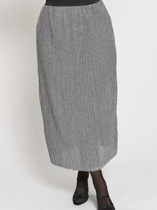 Pleated Maxi Skirt Silver