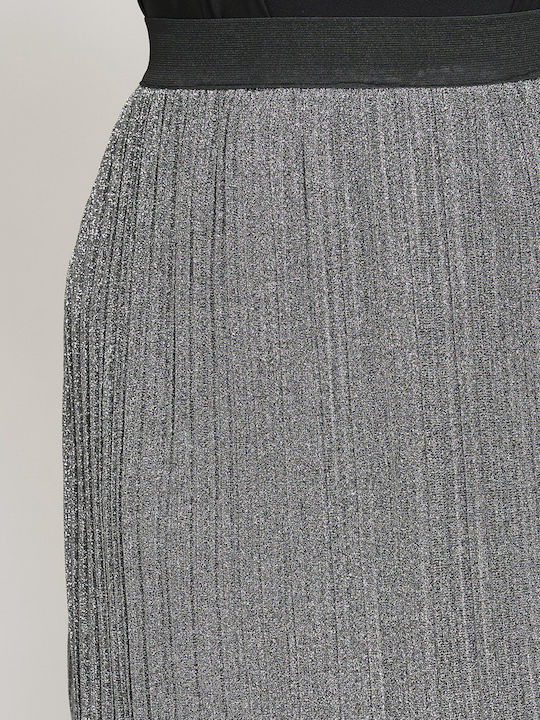 Pleated Maxi Skirt Silver
