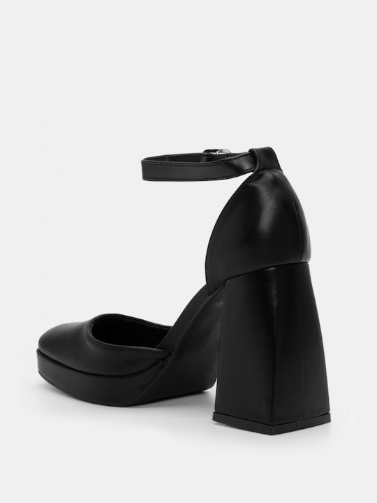 Luigi Black Heels with Strap