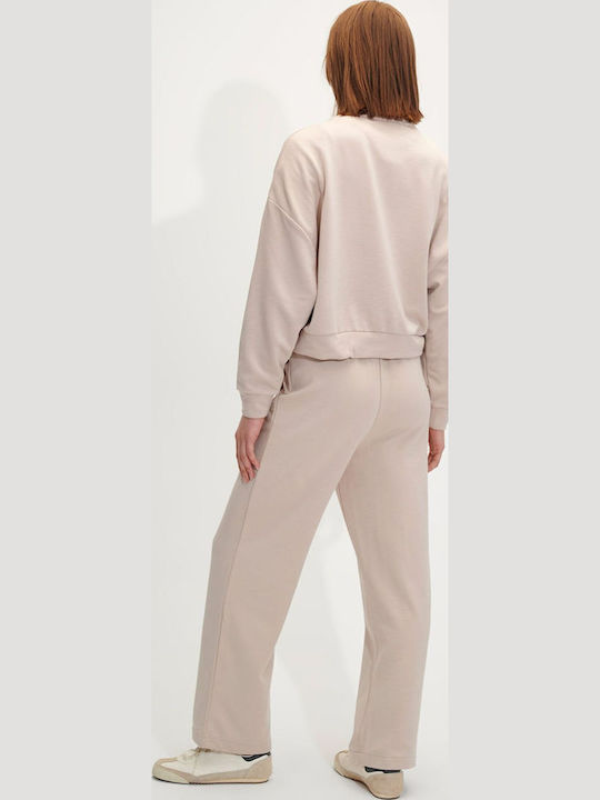 Hohe Taille Jogginghose Breit white