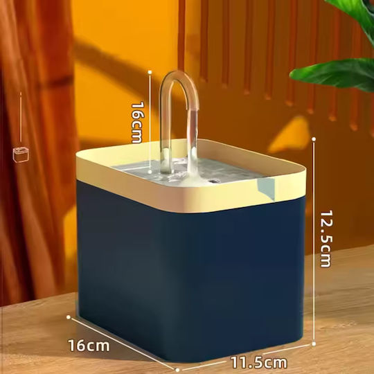 Femmit Femmit Автоматичен Пластмаса Поилка / Фонтан за Куче & Котка 1.5lt в Син Цвят с филтър за почистване и система за филтриране в тъмносиньо