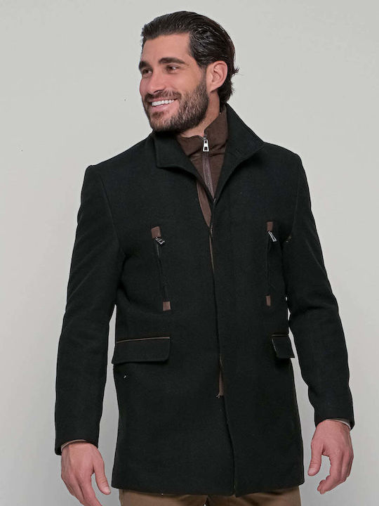 Batistini Men's Half Coat Black