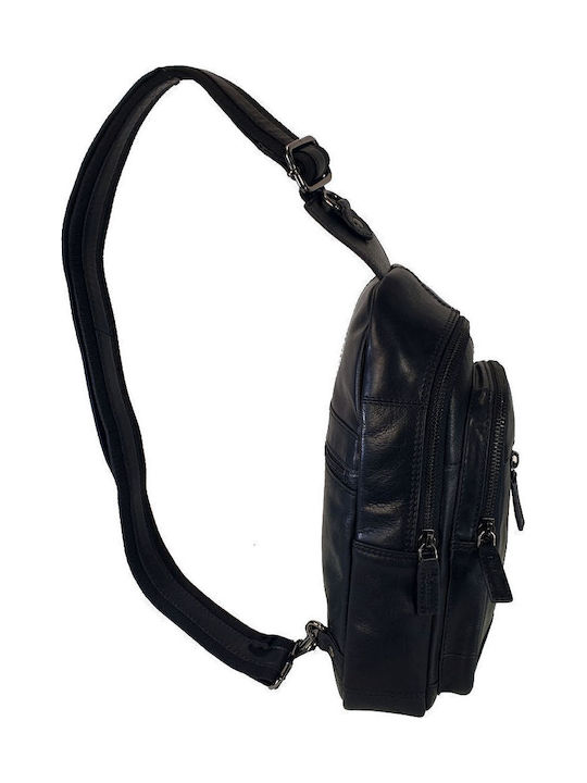Leder Herrentasche Sling Schwarz