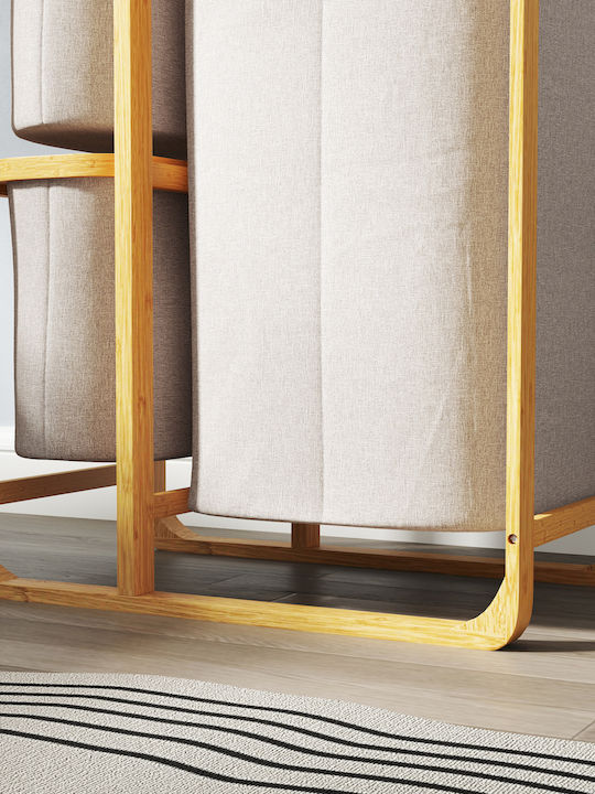 HomCom Καλάθι Απλύτων Bamboo με Καπάκι 50x32x69.7cm Μπεζ
