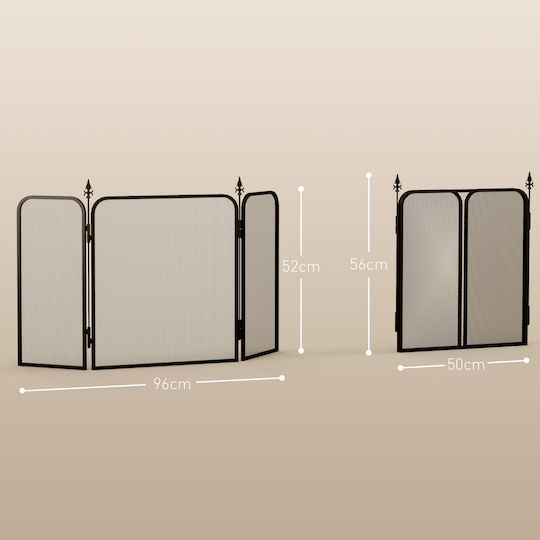 HomCom Μεταλλικό Προστατευτικό Τζακιού 96x56cm Μαύρο