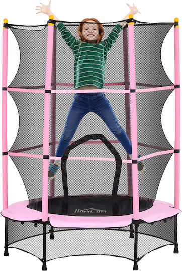 HomCom Outdoor Trampoline Diameter 140cm with Pink Safety Net