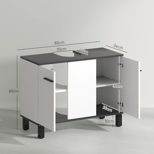 HomCom Countertop without Sink L80xW34xH60cm Glossy White