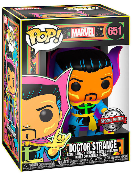 Funko Pop! Marvel - Doctor Strange (Lumină neagră) 651 Bobble-Head Ediție Specială