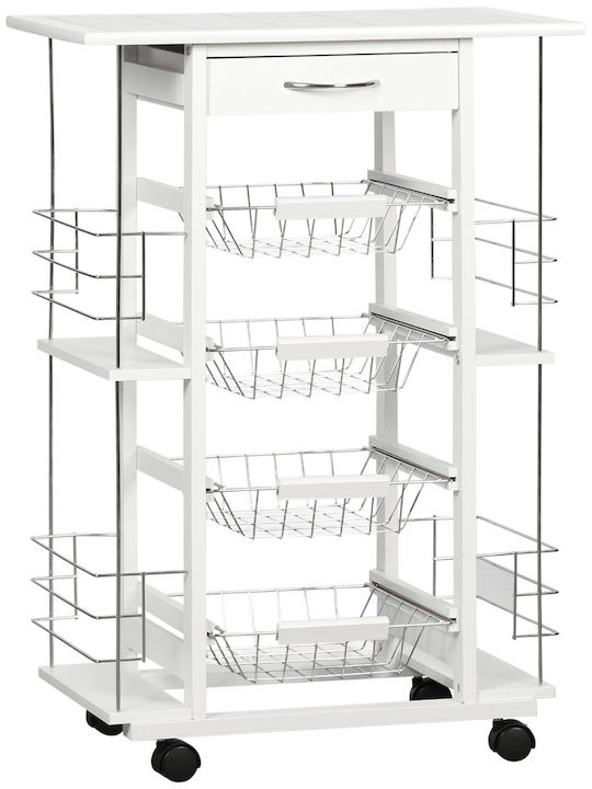 HomCom Rack de bucătărie Metalic Albă 57x37x83cm