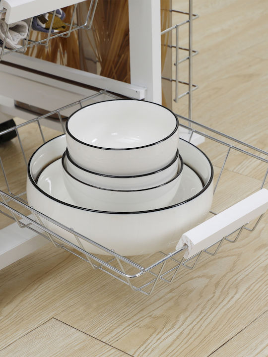 HomCom Rack de bucătărie Metalic Albă 57x37x83cm
