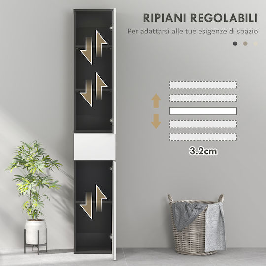 Kleankin 834-463V00BK Στήλη Μπάνιου Δαπέδου 30x28x180cm Μαύρη