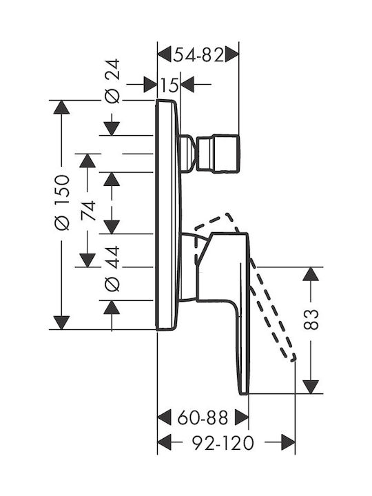 Hansgrohe Built-in Faucet Mixer for Shower 2 Exits Silver