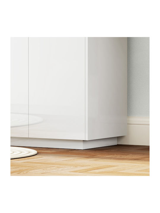 Homcom Modern Sideboard Cabinet 2 Doors Soft Close Adjustable Shelves 140x40x75cm White Glossy 83b-197v80wt