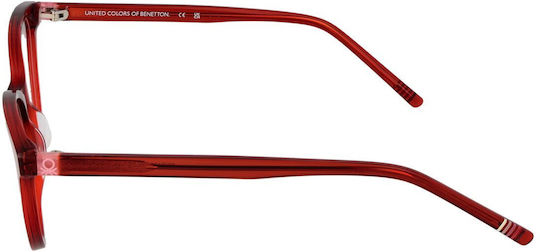 Benetton Weiblich Kunststoff Brillenrahmen Katzenauge Rot BEO109 200