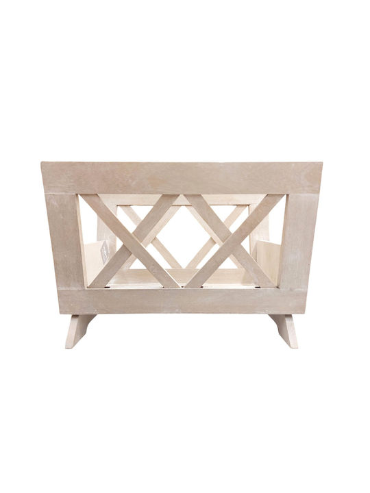 Ξύλινη Θήκη Περιοδικών Λευκή Μπεζ Le Monde 40x25x28cm Ξύλινη Θήκη Περιοδικών Λευκή Μπεζ Le Monde 40x25x28cm