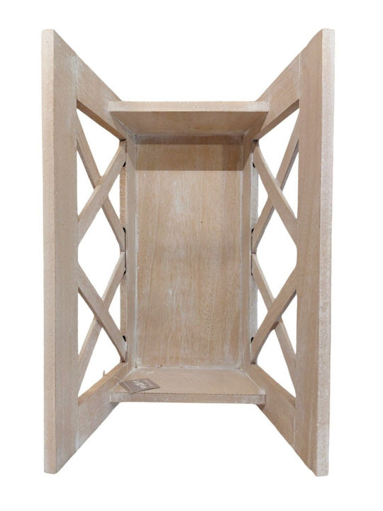Wooden Magazine Holder White Beige Le Monde 40x25x28cm