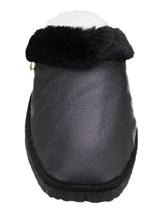 Anatomische Lederne Hausschuhe Schwarze