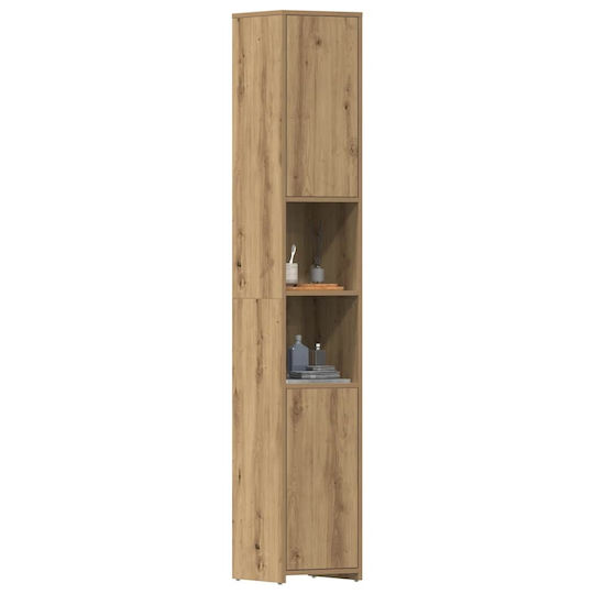 vidaXL Badezimmersäule Wandhängeschrank H30xB30xH183.5cm Eiche