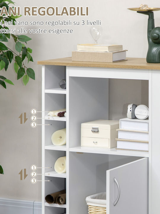 HomCom Ραφιέρα Κουζίνας Ξύλινη Λευκή 75x39.5x88cm