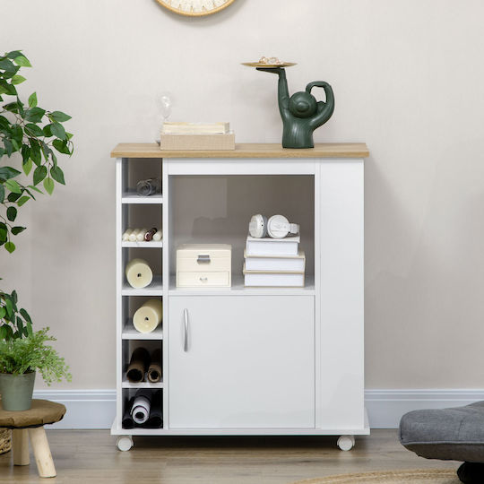 HomCom Ραφιέρα Κουζίνας Ξύλινη Λευκή 75x39.5x88cm