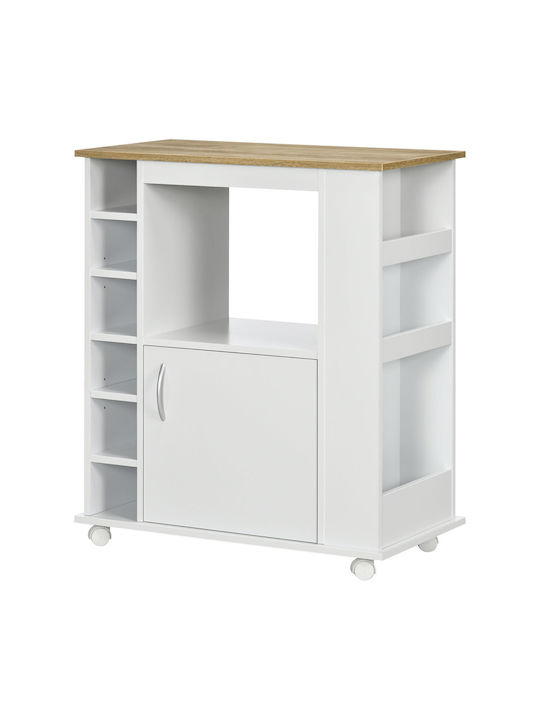 HomCom Ραφιέρα Κουζίνας Ξύλινη Λευκή 75x39.5x88cm