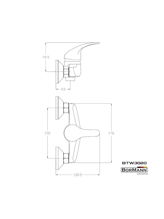 Bormann Elite BTW3020 Mixing Shower Shower Faucet Silver