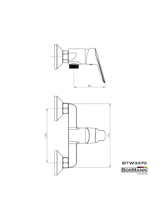 Bormann Elite BTW3370 Mixing Bathtub Shower Faucet Silver