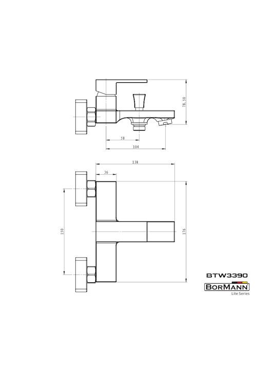 Bormann Elite BTW3390 Mixing Bathtub Shower Faucet Silver