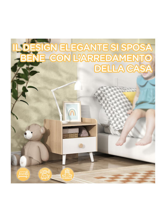Wooden Kids Bedside Table White 40x32.5x40cm