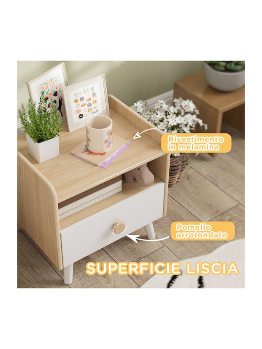 Wooden Kids Bedside Table White 40x32.5x40cm