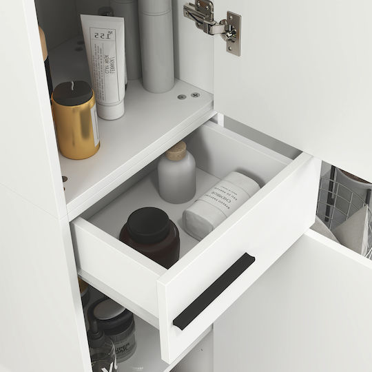 HomCom 834-758V01WT Στήλη Μπάνιου Δαπέδου 34x32x190cm Λευκή
