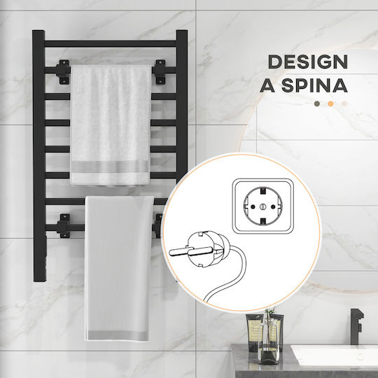 HomCom Ηλεκτρική Πετσετοκρεμάστρα 150W 90x53cm Μαύρη