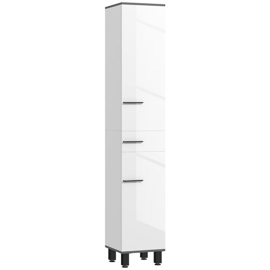HomCom Badezimmersäule Boden H34xB32xH190cm Weiß