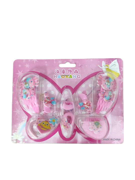 Set aus kleinen Haarspangen Rosa Schmetterling 0810018