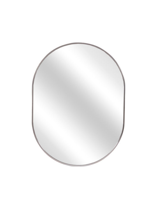 HomeMarkt Archer Wandspiegel Oval mit Silber Metallisch Rahmen 79x59cm 1Stück